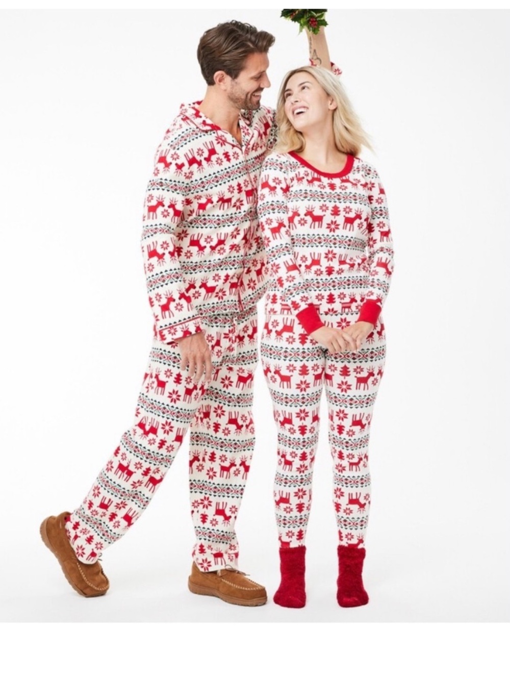 HannaโAnderson Christmas Pajamas Dear Deer Holiday Print Long Johns S Organic Co